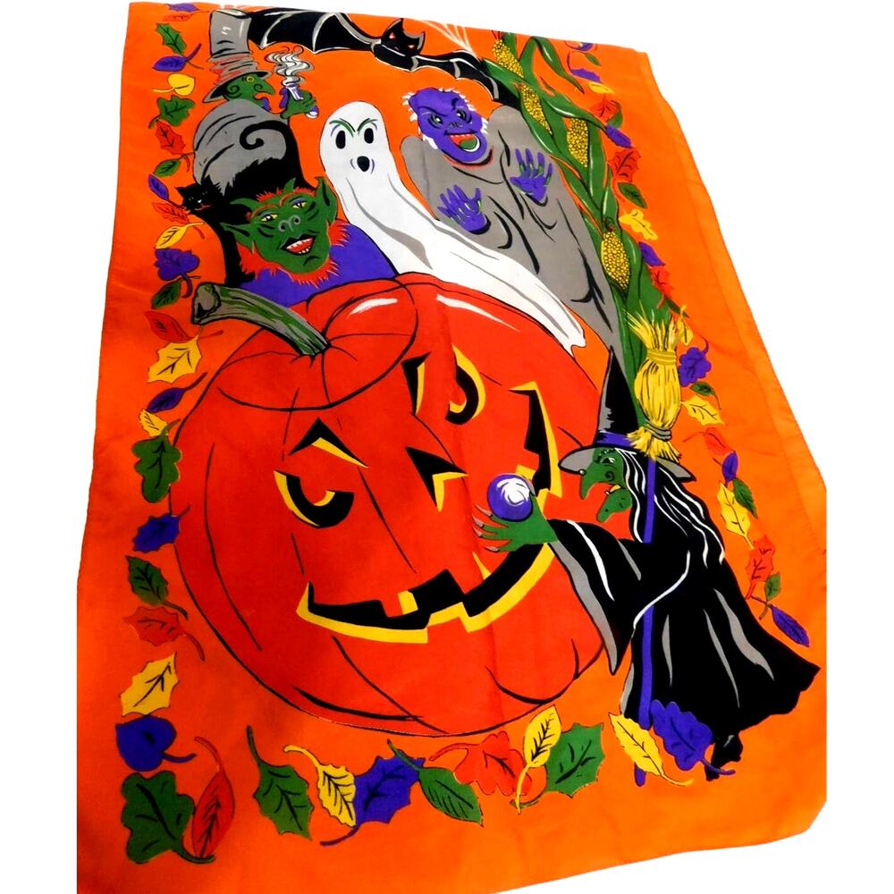 Vintage Accessory Street Halloween Scarf Pumpkin Witch Ghost Spider